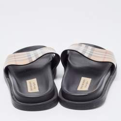 Burberry Beige PVC Nova Check Flat Slides Size 38