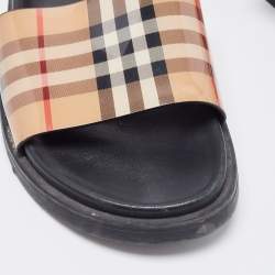 Burberry Beige PVC Nova Check Flat Slides Size 38