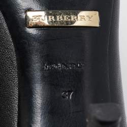 Pre Owned Burberry Black House Check Canvas and Leather Buckle Pumps Size 37