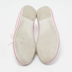 مملوكة مسبقًا Burberry Pink/White Leather and Canvas Cap Toe Low Top Sneakers Size 41