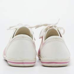 مملوكة مسبقًا Burberry Pink/White Leather and Canvas Cap Toe Low Top Sneakers Size 41