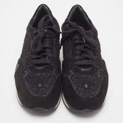 Burberry Black Lace/Suede Lace Up Sneakers Size 40