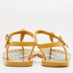Burberry Yellow Jelly Thong Flat Slides Size 38