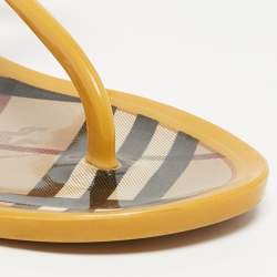 Burberry Yellow Jelly Thong Flat Slides Size 38