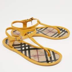 Burberry Yellow Jelly Thong Flat Slides Size 38