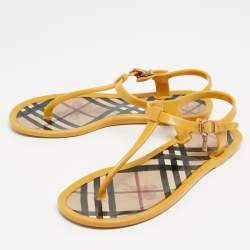 Burberry Yellow Jelly Thong Flat Slides Size 38