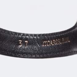 Pre Owned Burberry Brown Canvas and Leather Wedge Sandals Size 37