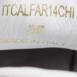 مملوكة مسبقًا Burberry White Leather Timsbury Low Top Sneakers Size 35