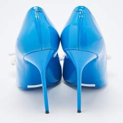 Pre Owned Burberry Blue Patent Leather Finsbury Pumps Size 38.5