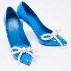 Pre Owned Burberry Blue Patent Leather Finsbury Pumps Size 38.5