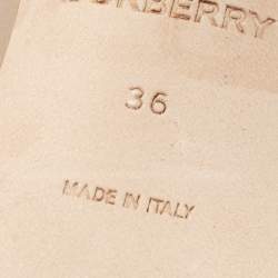 Pre Owned Burberry Brown Leather and Logo Canvas Maria Slingback Pumps Size 36