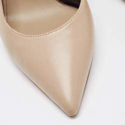 Pre Owned Burberry Brown Leather and Logo Canvas Maria Slingback Pumps Size 36