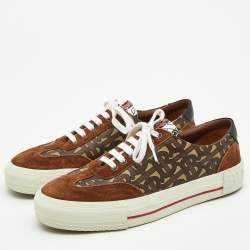 Burberry Multicolor Housecheck Canvas,Suede and Leather low top Sneakers Size 38