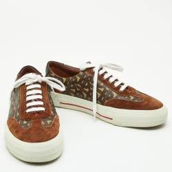Burberry Multicolor Housecheck Canvas,Suede and Leather low top Sneakers Size 38