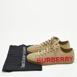 Burberry Beige Canvas Low Top Sneakers Size 38