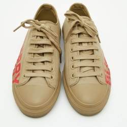 Burberry Beige Canvas Low Top Sneakers Size 38