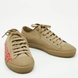 Burberry Beige Canvas Low Top Sneakers Size 38