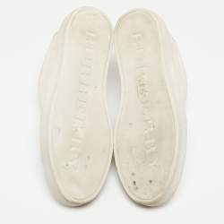 Pre Owned Burberry White/Gold Perforated Leather Westford Sneakers Size 38.5