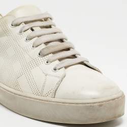 Pre Owned Burberry White/Gold Perforated Leather Westford Sneakers Size 38.5