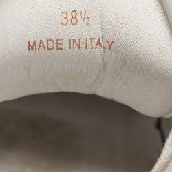 Pre Owned Burberry White/Gold Perforated Leather Westford Sneakers Size 38.5