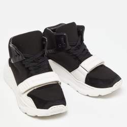 Pre Owned Burberry Black Neoprene and Suede Ramsey Sneakers Size 38