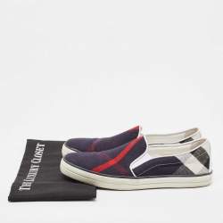 Pre Owned Burberry Multicolor Canvas and Leather Smoking Slipper Size 39.5