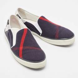 Pre Owned Burberry Multicolor Canvas and Leather Smoking Slipper Size 39.5
