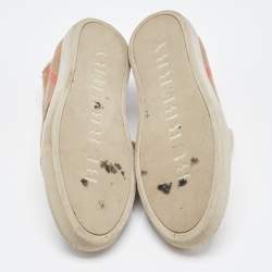 Pre Owned Burberry Beige/Brown Nova Check Canvas and Leather Low Top Sneakers Size 37