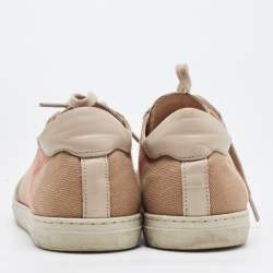 Pre Owned Burberry Beige/Brown Nova Check Canvas and Leather Low Top Sneakers Size 37