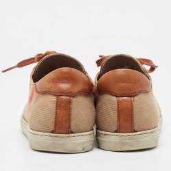 Pre Owned Burberry Brown/Beige Nova Check Canvas and Leather Lace Up Sneakers Size 39