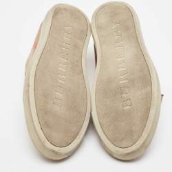 Pre Owned Burberry Brown/Beige Nova Check Canvas and Leather Lace Up Sneakers Size 39