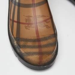 Burberry Beige/Brown Haymarket Check Rubber Rain Boots Size 40