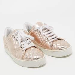 Pre Owned Burberry Metallic Pink Quilted Leather Westford Low Top Sneakers Size 39