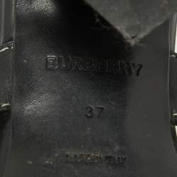 Burberry Black Leather and Canvas Honour Slide Sandals Size 37