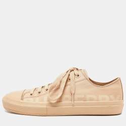 Burberry Beige Logo Print Canvas Sneakers Size 39