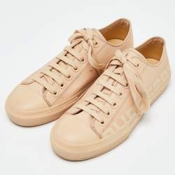 Burberry Beige Logo Print Canvas Sneakers Size 39