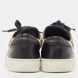 Burberry Black/Beige Nova Check Canvas and Leather Low Top Sneakers Size 36