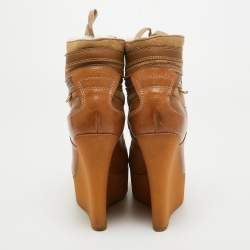 Burberry Brown Leather and Suede Rubber Ankle Boots Size 35