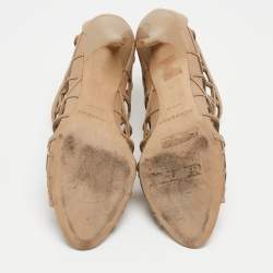 Burberry Beige Cut Out Leather Gage Ankle Booties Size 39 