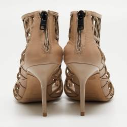 Burberry Beige Cut Out Leather Gage Ankle Booties Size 39 