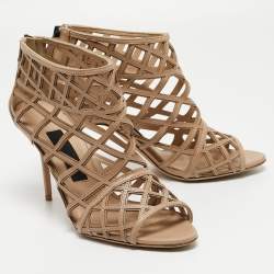 Burberry Beige Cut Out Leather Gage Ankle Booties Size 39 