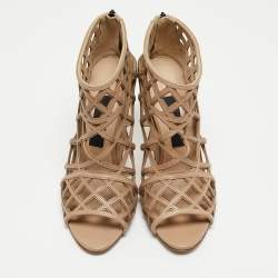 Burberry Beige Cut Out Leather Gage Ankle Booties Size 39 