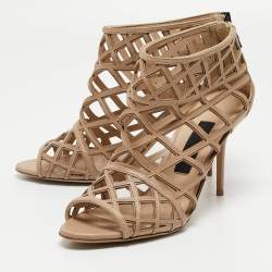 Burberry Beige Cut Out Leather Gage Ankle Booties Size 39 