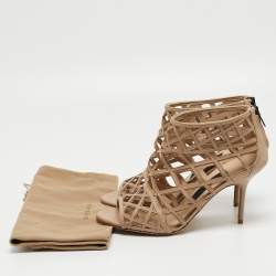 Burberry Beige Cut Out Leather Gage Ankle Booties Size 39 