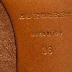 Pre Owned Burberry Brown Leather Round Toe Pumps Size 36
