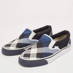 Burberry Tricolor Nova Check Canvas Slip On Sneakers Size 38