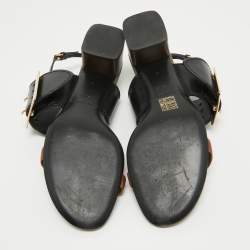 Pre Owned Burberry Tricolor Leather and Canvas Buckle Strap Sandals Size 41