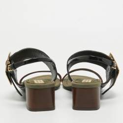 Pre Owned Burberry Tricolor Leather and Canvas Buckle Strap Sandals Size 41