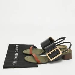 Pre Owned Burberry Tricolor Leather and Canvas Buckle Strap Sandals Size 41