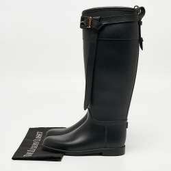Pre Owned Burberry Black Rubber Rain Boots Size 36 